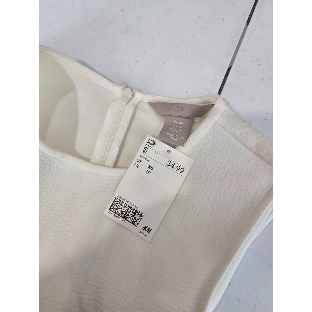 H&M Womens Sz XS Knee Length A Line Dress Cream Ivory NEW - Picture 5 of 5